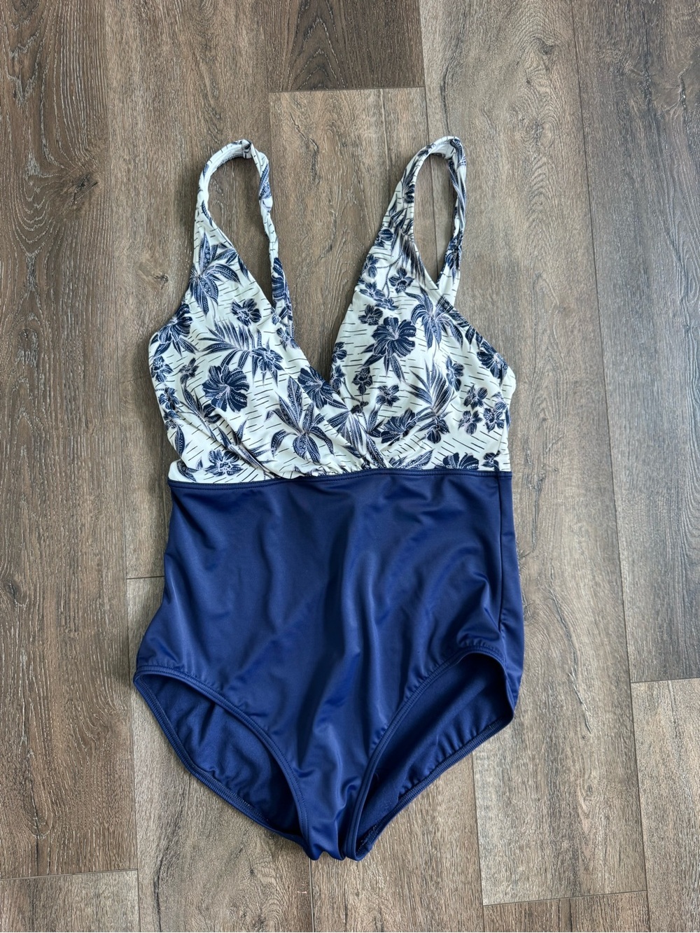Dreamsuit Navy Blue Floral One-Piece Swimsuit Size 14